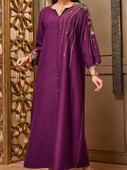 4010 Hand-Swen Bead Embellshments Rhinestone Long Abaya,  Elegant Rmantic Glamorous Vacation Fantasy Long Sleeve