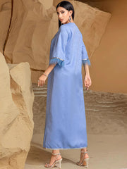 BA3025 Middle East Women's Embroidered Silver Feather Edge Robe South East Asia Dress