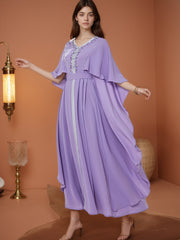 Purple Shawl-Collar Wrap Dress