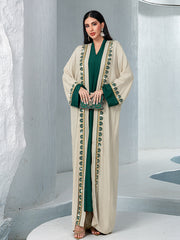 15233 Reversible Gradient Open Abaya  Elegant Long-Sleeve Modest Cardigan