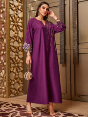 4010 Hand-Swen Bead Embellshments Rhinestone Long Abaya,  Elegant Rmantic Glamorous Vacation Fantasy Long Sleeve