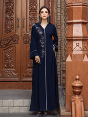 15218 Hand-Sewn Rhinestone with Flaral sheap Elegant & Long Sleeve Arabic Abaya
