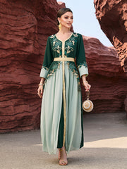 4051 Hand-Swen Bead Embellshments Rhinestone Long Abaya,  Elegant Modest Rmantic Glamorous Vacation Fantasy  Long Sleeve