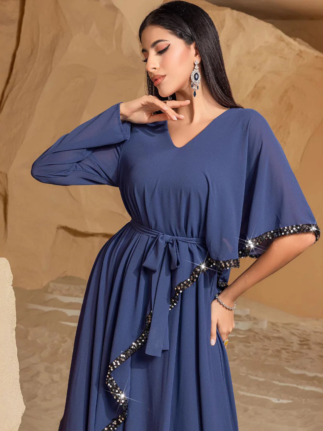 BA9013 Double Chiffon Irregular Skinny White Meat Cover Dress Party Gathering Temperament Long Dress
