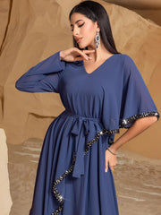 BA9013 Double Chiffon Irregular Skinny White Meat Cover Dress Party Gathering Temperament Long Dress