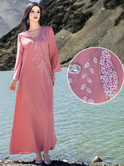 15226 Elegant hand-stitched diamond evening dress abaya long dress robe