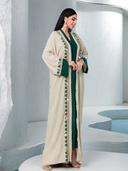 15233 Reversible Gradient Open Abaya  Elegant Long-Sleeve Modest Cardigan