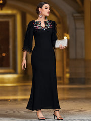 Black Embellished Evening Gown