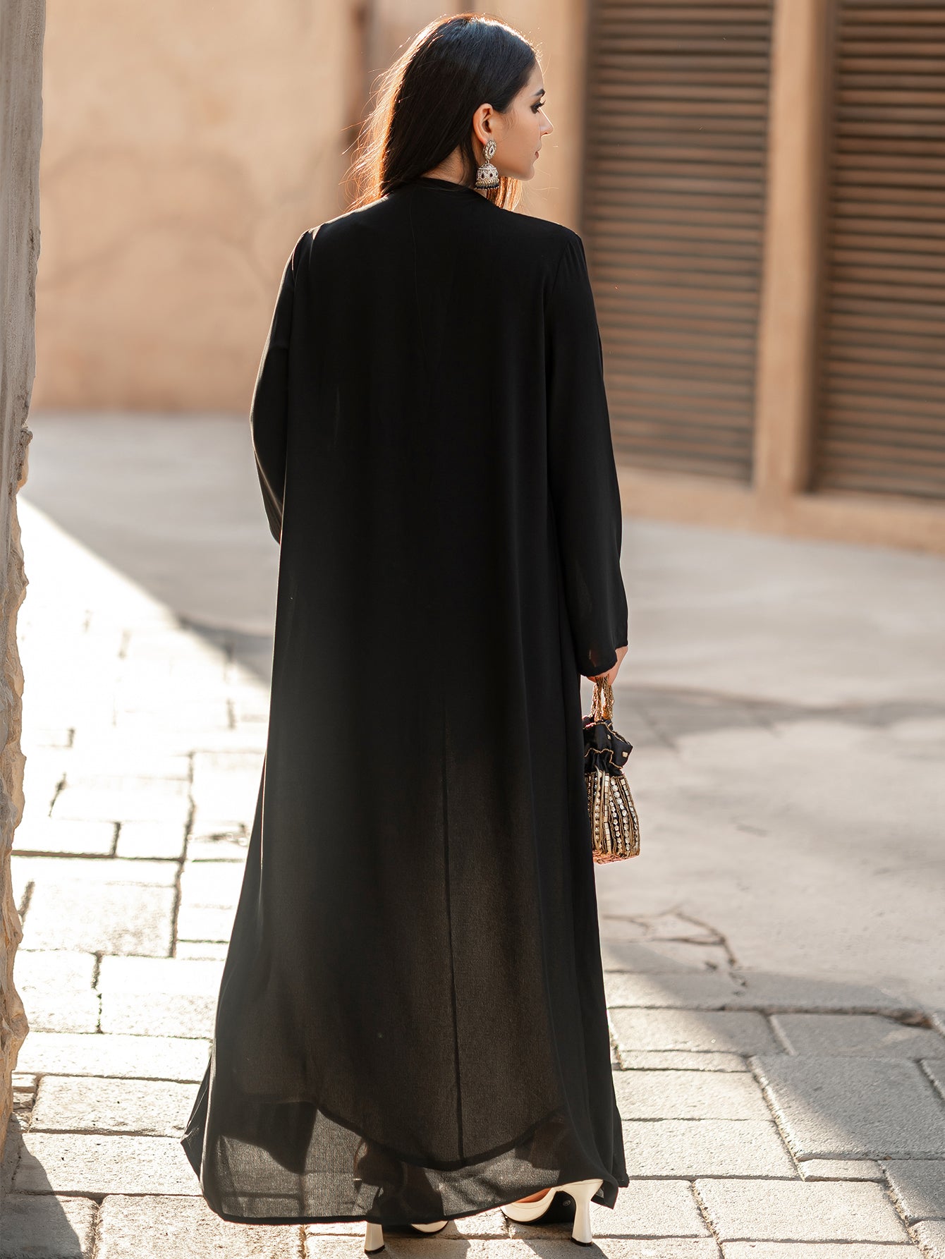 4083 Hand-Swen Bead Embellshments Rhinestone Long Abaya,  Elegant Rmantic Glamorous Vacation Fantasy Long Sleeve