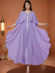 Purple Shawl-Collar Wrap Dress