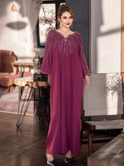 15149 Vintage-Inspired  Abaya Dress – Modern Tailoring Meets Bead Elements, Maximizing Fashion Appeal