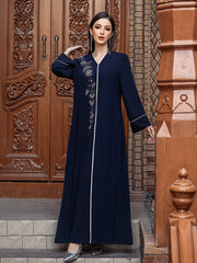 15218 Hand-Sewn Rhinestone with Flaral sheap Elegant & Long Sleeve Arabic Abaya