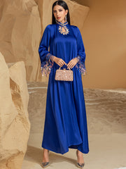 Embellished Fringe-Cuff Maxi Dress