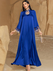 Embellished Fringe-Cuff Maxi Dress