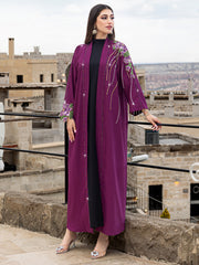 15020 Arab Middle East Dubai Fashion Elegant Embroidered Beaded Cardigan Robe