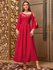 4017 Hand-Swen Bead Embellshments Rhinestone Long Abaya,  Elegant Rmantic Glamorous Vacation Fantasy Long Sleeve