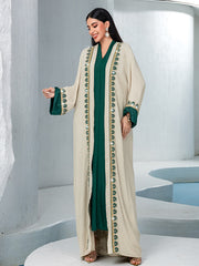 15233 Reversible Gradient Open Abaya  Elegant Long-Sleeve Modest Cardigan