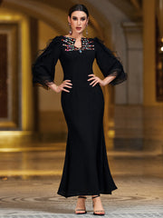 Black Embellished Evening Gown