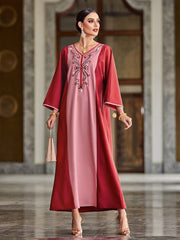 4049 Hand-Swen Bead Embellshments Rhinestone Long Abaya,  Elegant Rmantic Glamorous Vacation Fantasy Long Sleeve