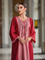 4049 Hand-Swen Bead Embellshments Rhinestone Long Abaya,  Elegant Rmantic Glamorous Vacation Fantasy Long Sleeve