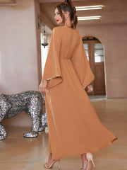 BA7061 Khaki Hand Stitched Diamond Middle East South East Asia Travel Sleeve Dress, Robe abaya