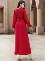15175 Hot Sale New Hand Sewn Drilled Deep V Sexy Front Split Dress Middle East Fashion Spot Women