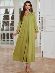 BA4153 Qiuxiang green linen lace rust bead hand-sewn diamond dress Middle East