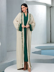 15233 Reversible Gradient Open Abaya  Elegant Long-Sleeve Modest Cardigan