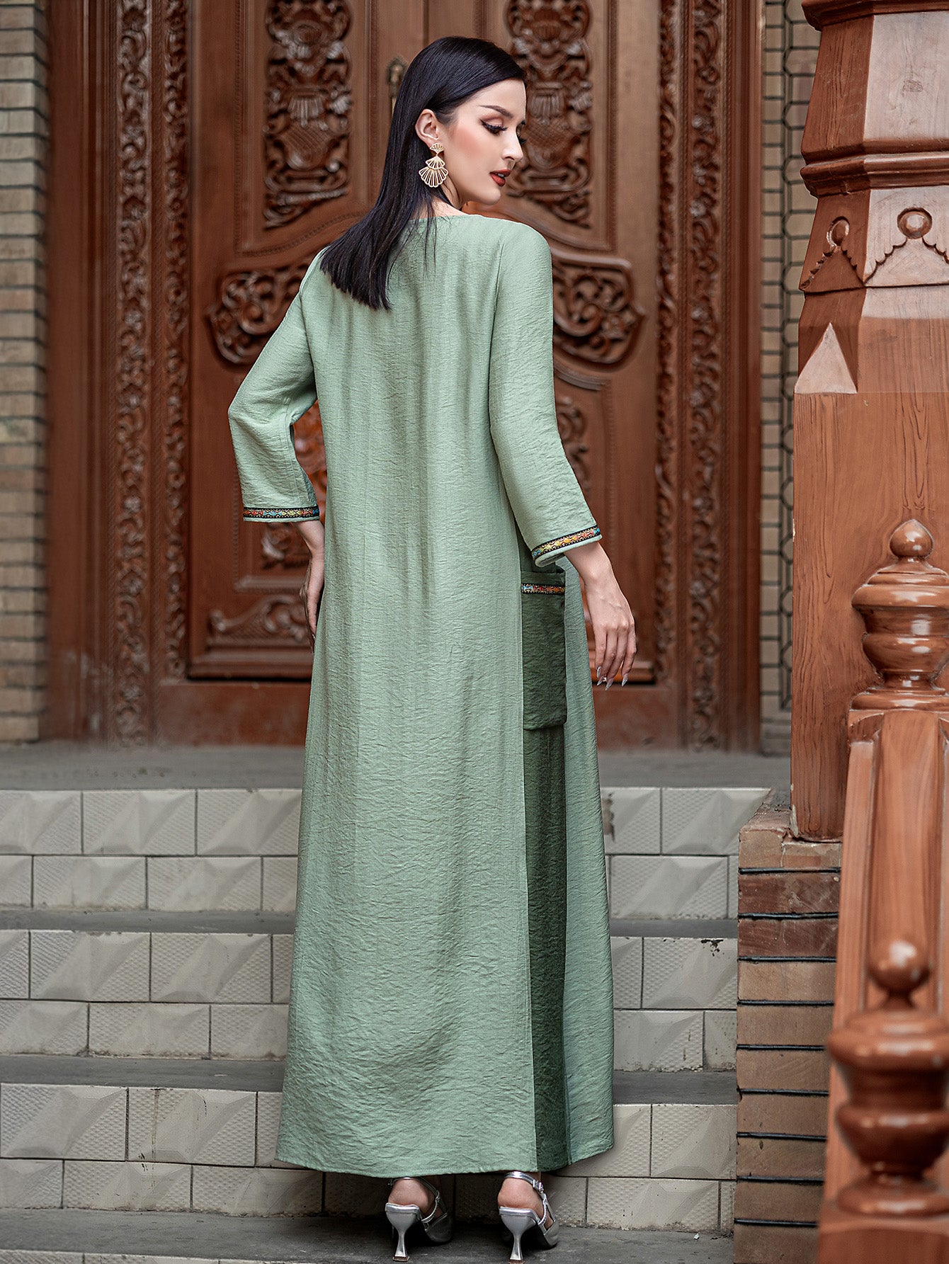 15191 Loose Robe Perfect For Casual Daily Wear And Home Leisure, Modest Long Sleeve Arabian Abaya