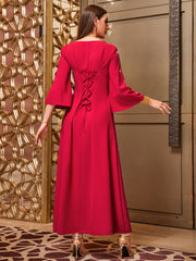 4017 Hand-Swen Bead Embellshments Rhinestone Long Abaya,  Elegant Rmantic Glamorous Vacation Fantasy Long Sleeve