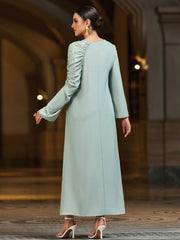 4046 Hand-Swen Bead Embellshments Rhinestone Long Abaya,  Elegant Modest Rmantic Glamorous Vacation Fantasy  Long Sleeve