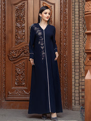 15218 Hand-Sewn Rhinestone with Flaral sheap Elegant & Long Sleeve Arabic Abaya