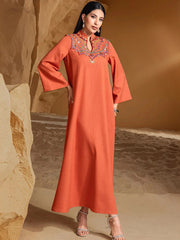 15253 Middle East high-end heavy industry hand-sewn diamond temperament arabic robe loose spot women's clothing