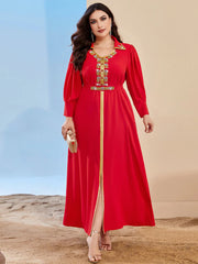BA3108 new small lapel fashion flower sewn diamond dress Middle East Dubai Arab socialite temperament even