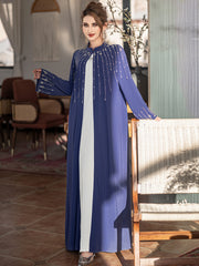 Navy Beaded Open Abaya