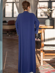 Navy Beaded Open Abaya