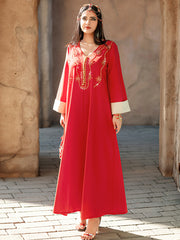 4117 Hand-Swen Bead Embellshments Rhinestone Long Abaya,  Elegant Modest Rmantic Glamorous Vacation Fantasy  Long Sleeve