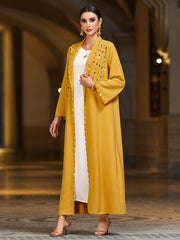 4016 Hand-Swen Bead Embellshments Rhinestone Long Abaya,  Elegant Rmantic Glamorous Vacation Fantasy Long Sleeve