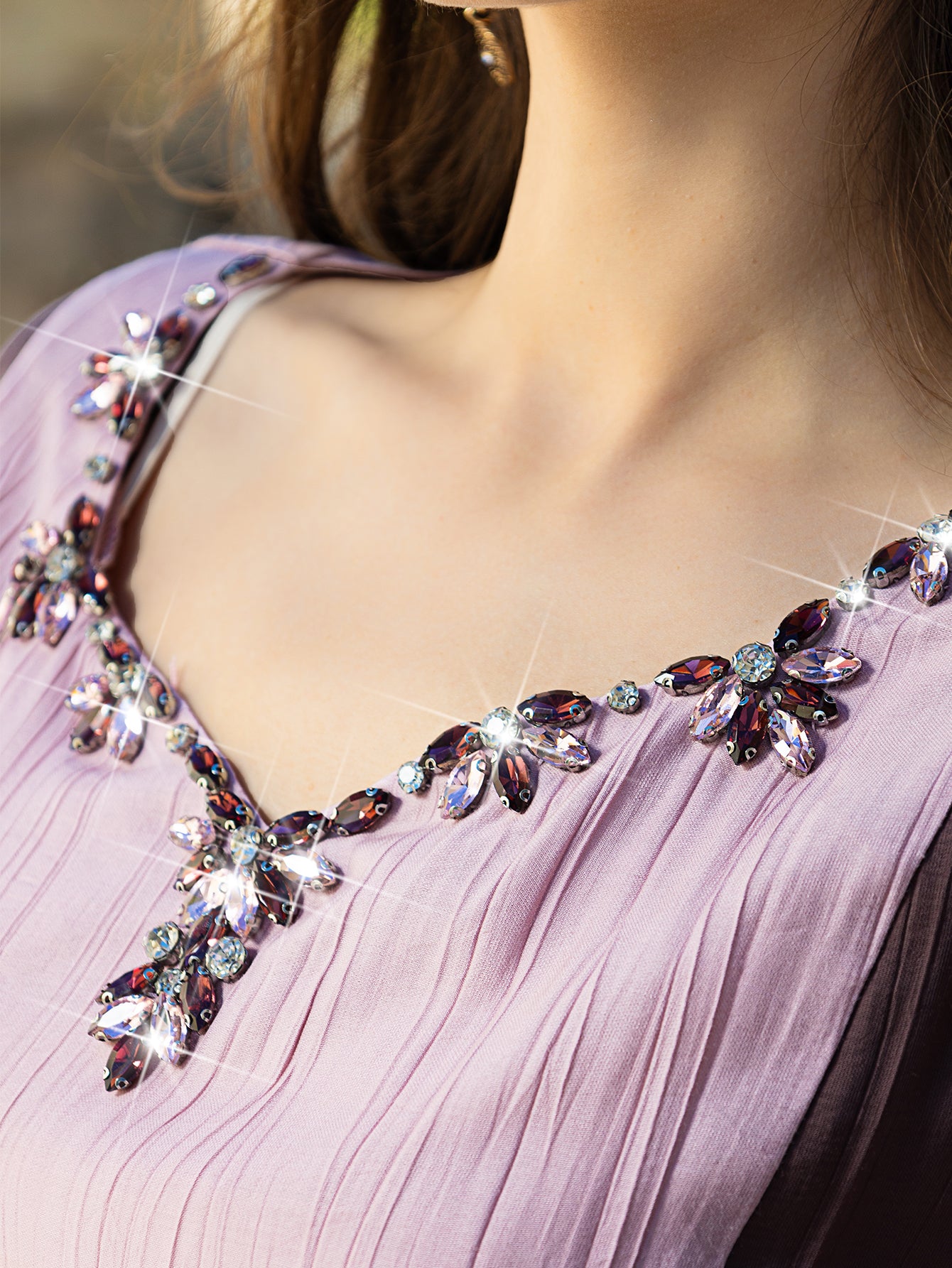 15046 Gorgeous Pink-Brown Abaya Dress – Delicate Bead Embellishments, Shine Brightly Even in Daily Outings