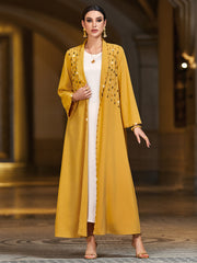 4016 Hand-Swen Bead Embellshments Rhinestone Long Abaya,  Elegant Rmantic Glamorous Vacation Fantasy Long Sleeve