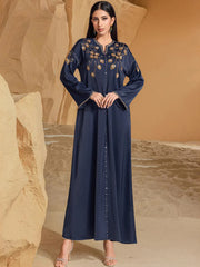 BA4115 navy blue heavy industry saudi arabaya hand-sewn diamond dress dress party dress