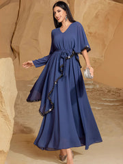 BA9013 Double Chiffon Irregular Skinny White Meat Cover Dress Party Gathering Temperament Long Dress