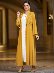 4016 Hand-Swen Bead Embellshments Rhinestone Long Abaya,  Elegant Rmantic Glamorous Vacation Fantasy Long Sleeve