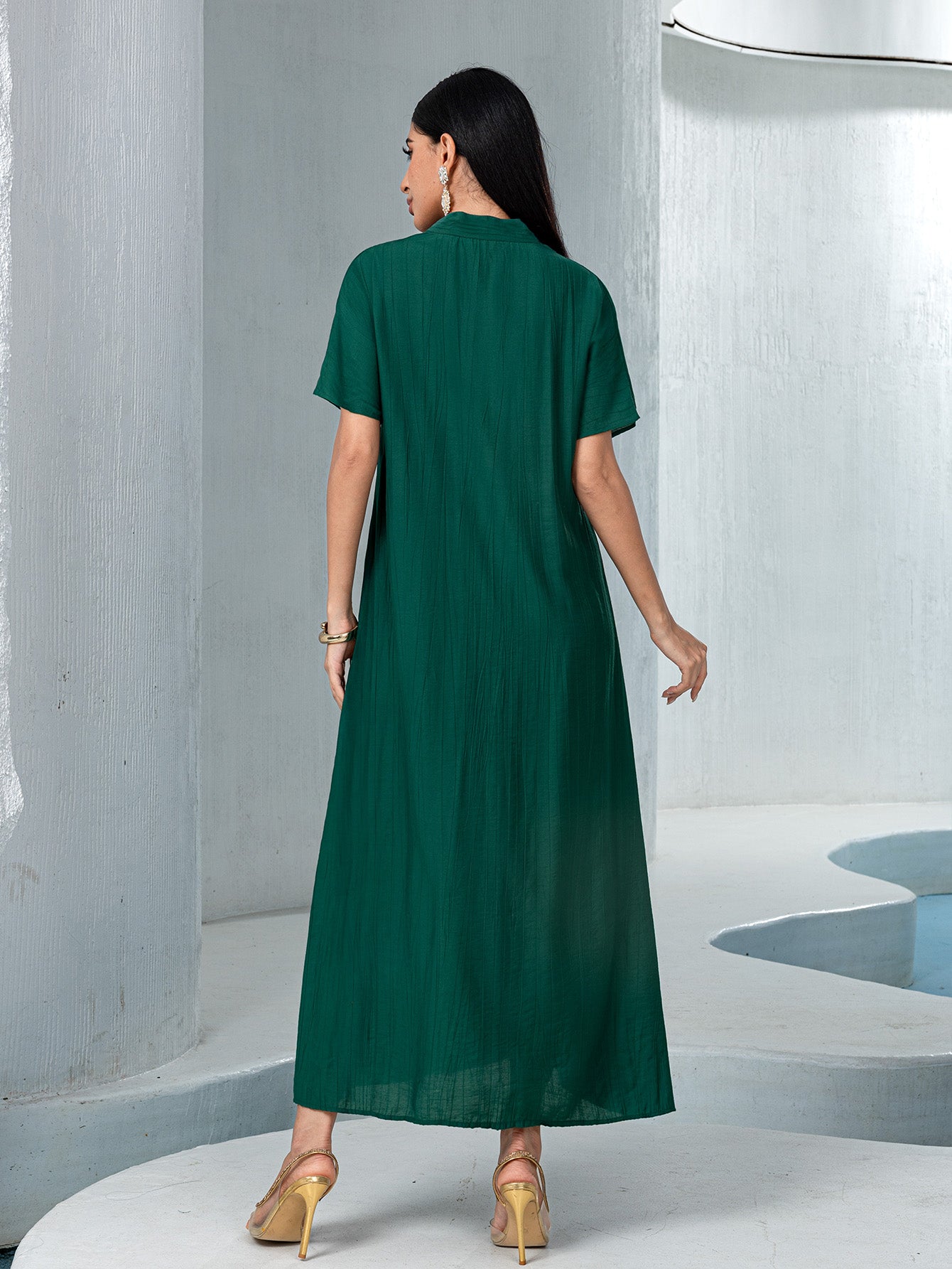 15233 Reversible Gradient Open Abaya  Elegant Long-Sleeve Modest Cardigan
