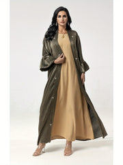 5099 metallic luster fabric abaya robe, bright rhinestone decoration, luxurious eye-catching, a must for parties
