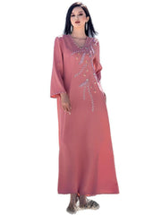 15226 Elegant hand-stitched diamond evening dress abaya long dress robe