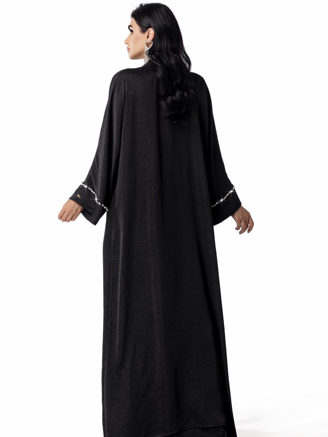 15113 black two-piece arabic robe, Middle Eastern kaftan fashion hand-sewn diamond dress skirt