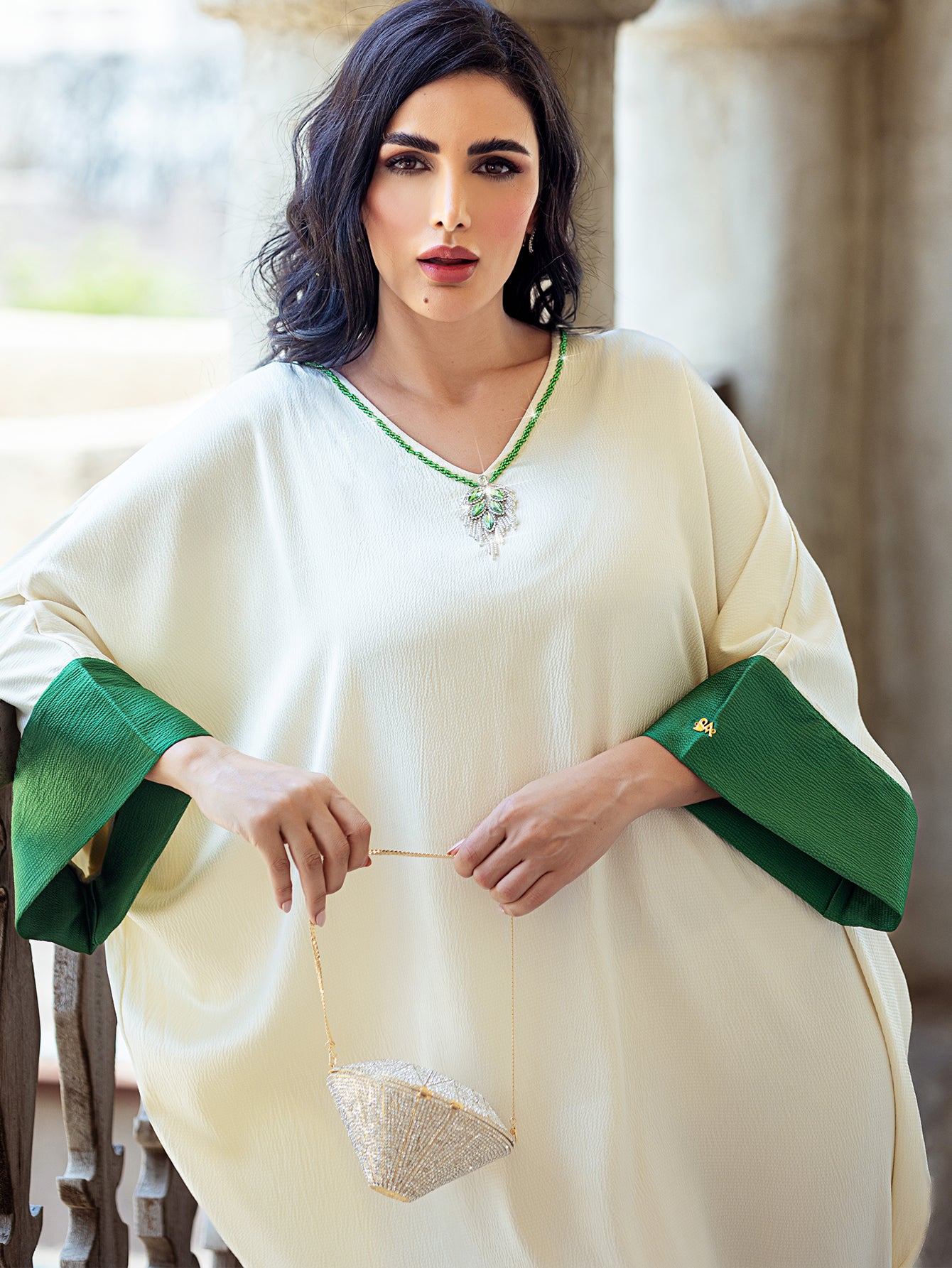 15078 new color matching v-neck dress, light, cool, soft and breathable casual long dress for women