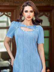 15167 new tight blue texture sexy dress fashion bottom dress