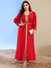 BA3108 new small lapel fashion flower sewn diamond dress Middle East Dubai Arab socialite temperament even